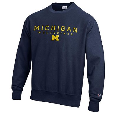 Men's Champion Navy Michigan Wolverines Relentless Reverse Weave Sweatshirt