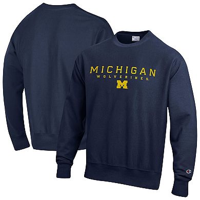 Men's Champion Navy Michigan Wolverines Relentless Reverse Weave Sweatshirt