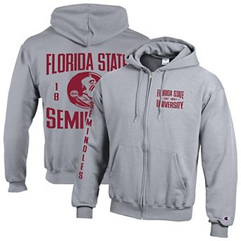 Men's Champion Gray Florida State Seminoles Varsity Powerblend Full-Zip Fleece Hoodie