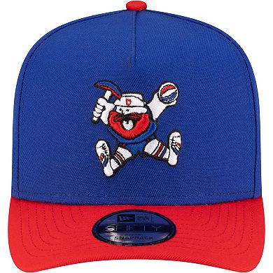 Men's New Era Royal/Red Denver Nuggets 80s Throwback A-Frame 9FIFTY Snapback Hat