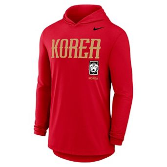 Men's Nike Red South Korea National Team Dri-FIT Long Sleeve Hooded T-Shirt