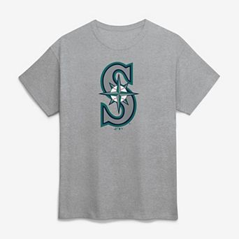 Men's Logo Athletic Heather Gray Seattle Mariners Official Logo T-Shirt