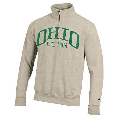 Men's Champion Cream Ohio Bobcats Established Date Quarter-Zip Pullover
