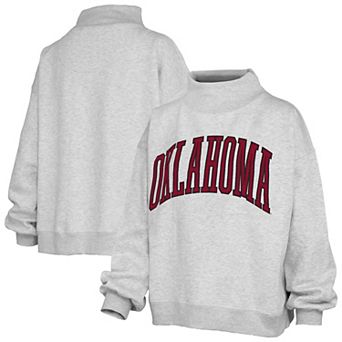 Women's Pressbox Heather Gray Oklahoma Sooners Oversized Nelson Mock Neck Sweatshirt