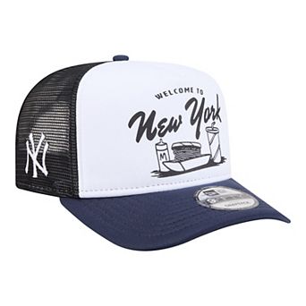 Men's New Era White/Navy New York Yankees Foodie A-Frame 9FIFTY Trucker Snapback Hat