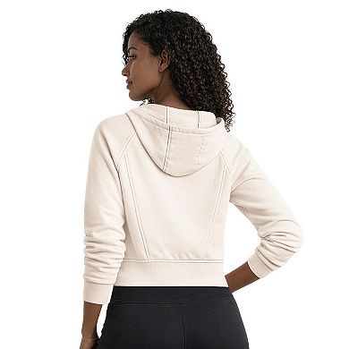 Women's Starter Cream Philadelphia Eagles Cropped Pastels Full-Zip Hoodie