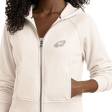 Women's Starter Cream Philadelphia Eagles Cropped Pastels Full-Zip Hoodie