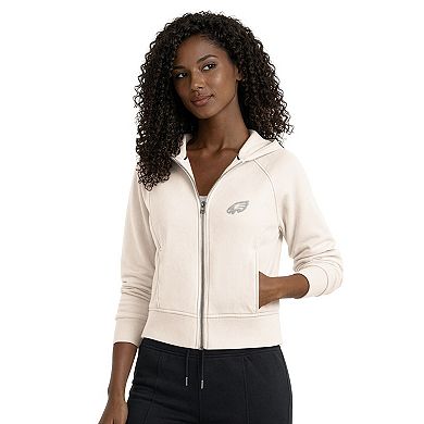 Women's Starter Cream Philadelphia Eagles Cropped Pastels Full-Zip Hoodie
