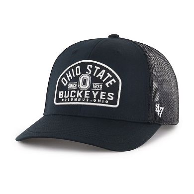 Men's '47 Black Ohio State Buckeyes Leland Trucker Adjustable Hat