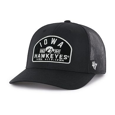 Men's '47 Black Iowa Hawkeyes Leland Trucker Adjustable Hat