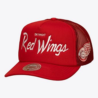 Men's Mitchell & Ness Red Detroit Red Wings Head Coach Trucker Adjustable Hat