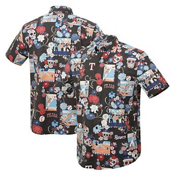 Men's Reyn Spooner Black Texas Rangers Día De Los Muertos Tri-Blend Button-Down Shirt