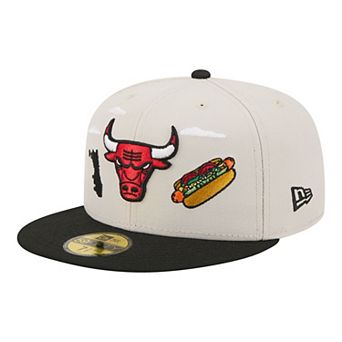 Men's New Era Tan/Black Chicago Bulls Localized City Icon 59FIFTY Fitted Hat
