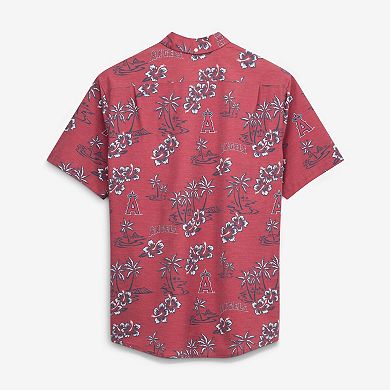 Men's Reyn Spooner Red Los Angeles Angels Kekai Performance Button-Down Tri-Blend Shirt