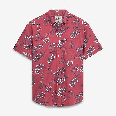 Men's Reyn Spooner Red Los Angeles Angels Kekai Performance Button-Down Tri-Blend Shirt
