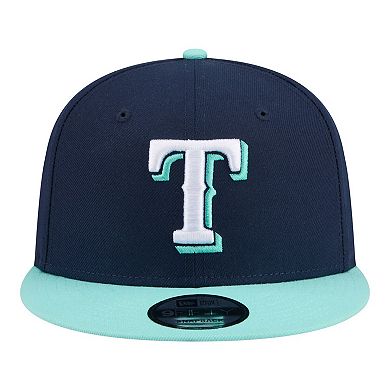 Men's New Era Navy/Turquoise Texas Rangers Two-Tone Color Pack 9FIFTY Snapback Hat