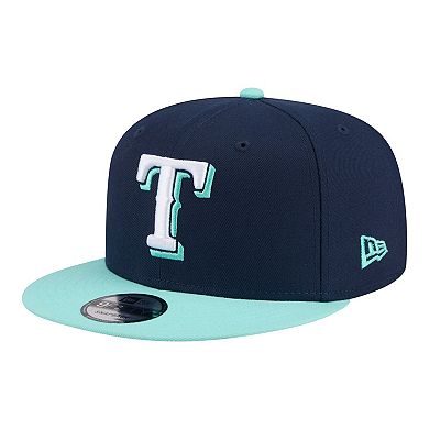 Men's New Era Navy/Turquoise Texas Rangers Two-Tone Color Pack 9FIFTY Snapback Hat