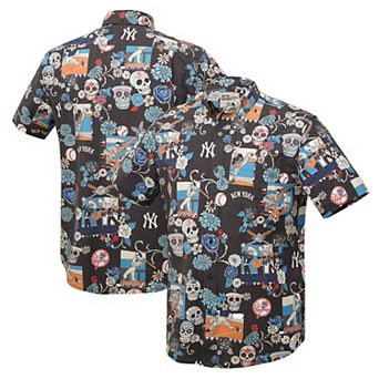 Men's Reyn Spooner Black New York Yankees Día De Los Muertos Tri-Blend Button-Down Shirt