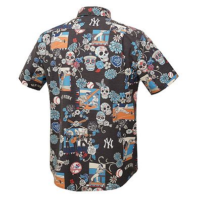 Men's Reyn Spooner Black New York Yankees Día De Los Muertos Tri-Blend Button-Down Shirt
