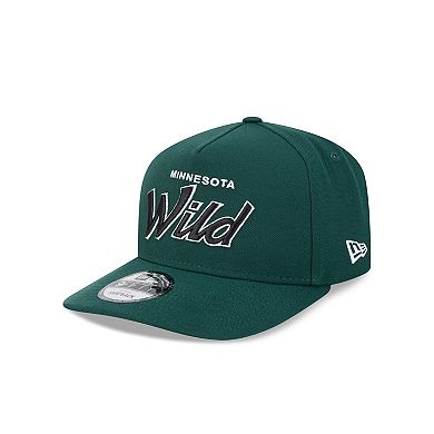 Men's New Era Green Minnesota Wild Script A-Frame 9FIFTY Snapback Hat