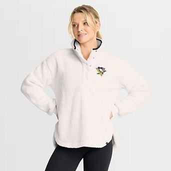 Women's Fanatics White Pittsburgh Penguins Rush Sherpa Half-Snap Pullover