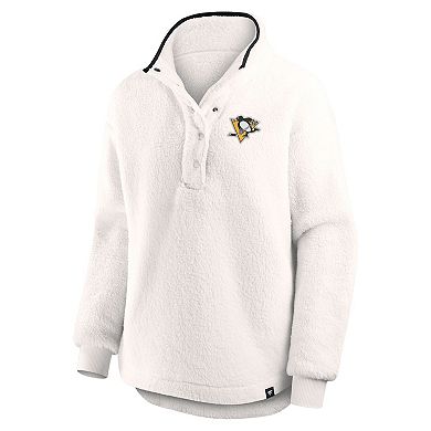 Women's Fanatics White Pittsburgh Penguins Rush Sherpa Half-Snap Pullover