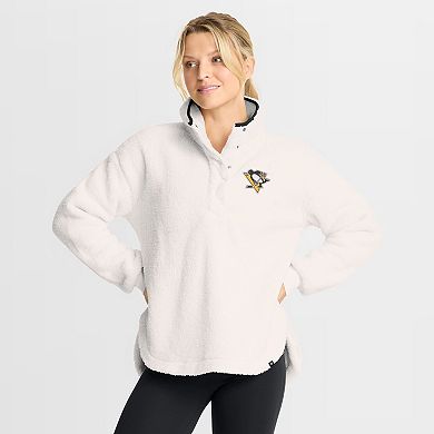 Women's Fanatics White Pittsburgh Penguins Rush Sherpa Half-Snap Pullover