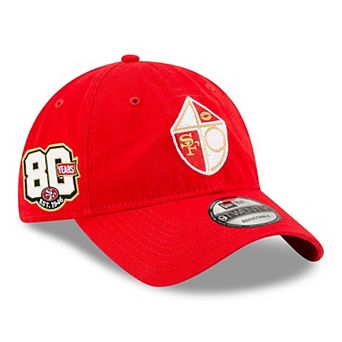Men's New Era Scarlet San Francisco 49ers 80th Anniversary Throwback Side Patch 9TWENTY Adjustable Hat