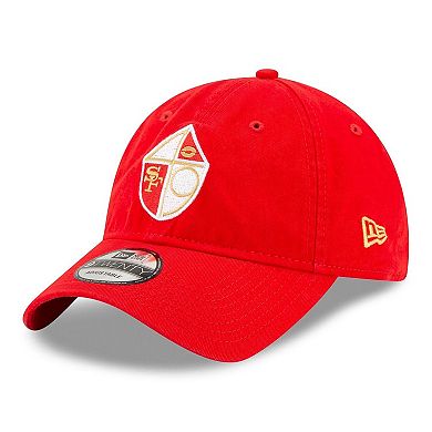 Men's New Era Scarlet San Francisco 49ers 80th Anniversary Throwback Side Patch 9TWENTY Adjustable Hat