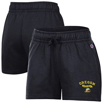 Women's Champion Black Oregon Ducks Powerblend Elastic Waist Shorts