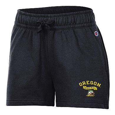 Women's Champion Black Oregon Ducks Powerblend Elastic Waist Shorts