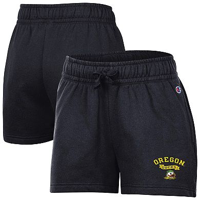 Women's Champion Black Oregon Ducks Powerblend Elastic Waist Shorts