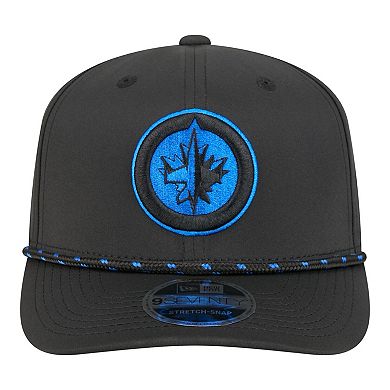 Men's New Era Black Winnipeg Jets Sport Vented 9SEVENTY Rope Adjustable Hat