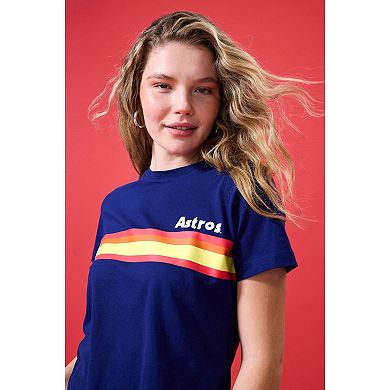 Women's Terez Navy Houston Astros Stripe Logo T-Shirt