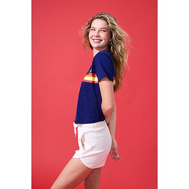 Women's Terez Navy Houston Astros Stripe Logo T-Shirt