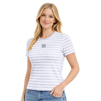 Women's Starter Pastel Blue New York Giants Striped T-Shirt