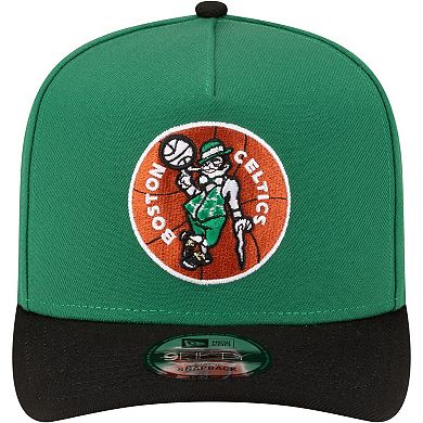 Men's New Era Kelly Green/Black Boston Celtics 80s Throwback A-Frame 9FIFTY Snapback Hat
