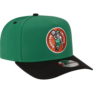 Men's New Era Kelly Green/Black Boston Celtics 80s Throwback A-Frame 9FIFTY Snapback Hat