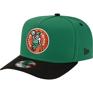Men's New Era Kelly Green/Black Boston Celtics 80s Throwback A-Frame 9FIFTY Snapback Hat