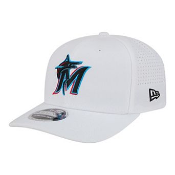 Men's New Era White Miami Marlins Evergreen Performance 9SEVENTY Adjustable Hat