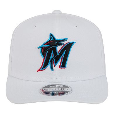 Men's New Era White Miami Marlins Evergreen Performance 9SEVENTY Adjustable Hat