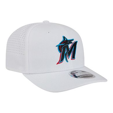 Men's New Era White Miami Marlins Evergreen Performance 9SEVENTY Adjustable Hat