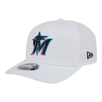 Men's New Era White Miami Marlins Evergreen Performance 9SEVENTY Adjustable Hat