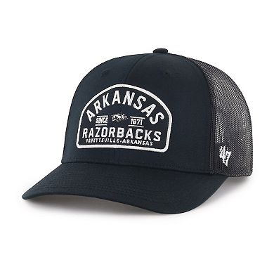 Men's '47 Black Arkansas Razorbacks Leland Trucker Adjustable Hat