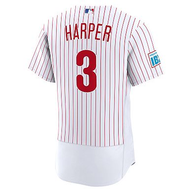 Men's Nike Bryce Harper White Philadelphia Phillies Home Authentic Sponsor Patch Jersey