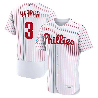Men's Nike Bryce Harper White Philadelphia Phillies Home Authentic Sponsor Patch Jersey