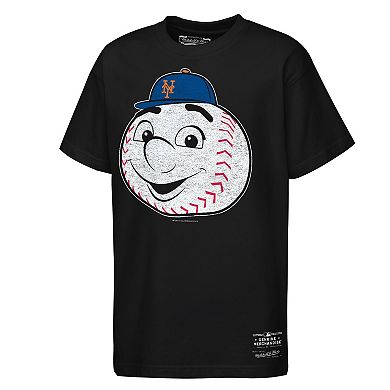 Youth Mitchell & Ness Black New York Mets Big Face Mascot T-Shirt