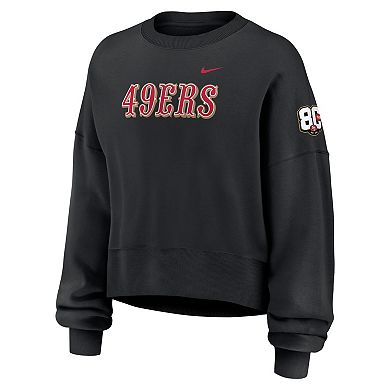 Women's Nike Black San Francisco 49ers 80th Anniversary Phoenix Oversized Tri-Blend Sweatshirt
