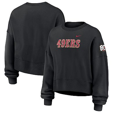 Women's Nike Black San Francisco 49ers 80th Anniversary Phoenix Oversized Tri-Blend Sweatshirt