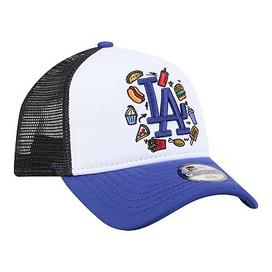 Youth New Era White/Royal Los Angeles Dodgers Food A-Frame 9FORTY Trucker Adjustable Hat